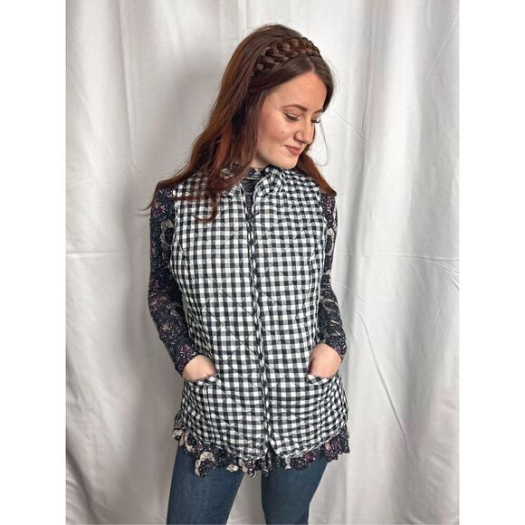 Talbots navy and white checkered vest - Picture 2 of 15